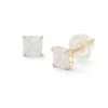 Thumbnail Image 1 of 4mm Square-Cut Cubic Zirconia Stud Earrings in 10K Gold