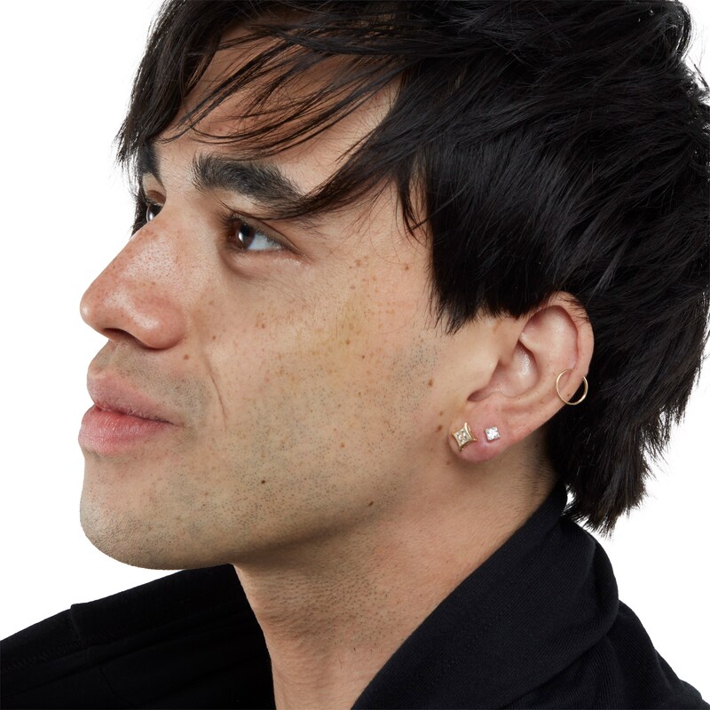 Main Image 4 of 4mm Square-Cut Cubic Zirconia Stud Earrings in 10K Gold