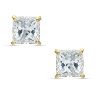 5mm Square-Cut Cubic Zirconia Stud Earrings in 10K Gold | Banter