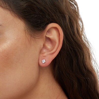 5mm Square-Cut Cubic Zirconia Stud Earrings in 10K Gold