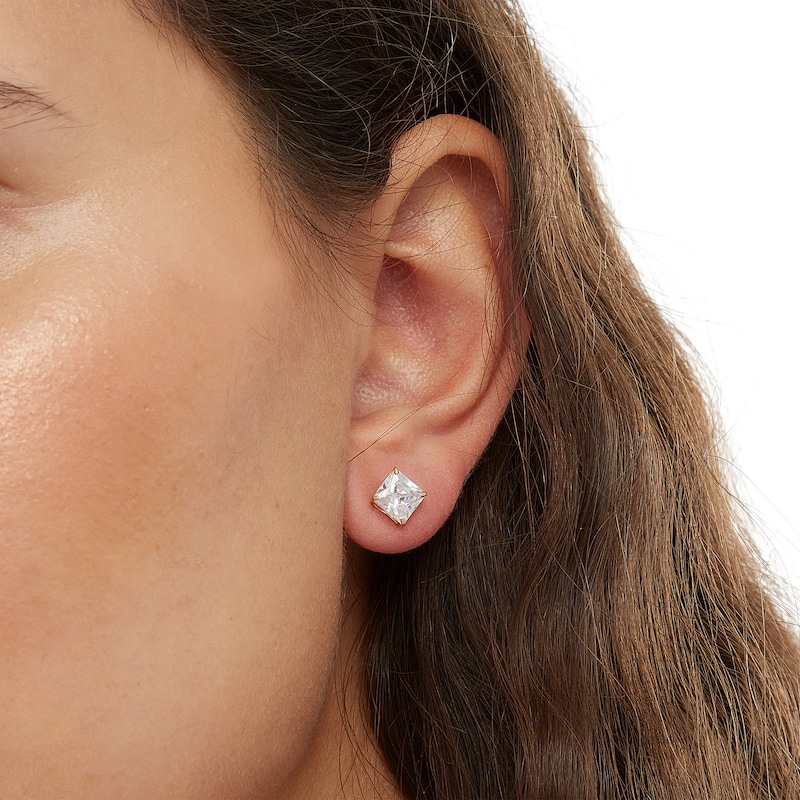 Main Image 3 of 10K Solid Gold Square-Cut CZ Studs