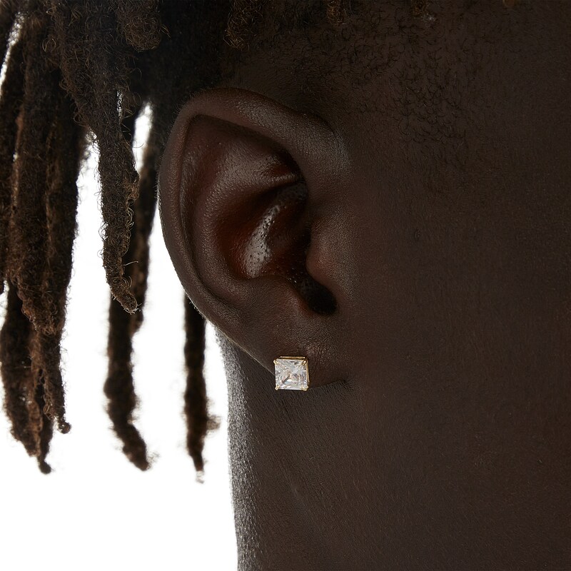 Main Image 4 of 10K Solid Gold Square-Cut CZ Studs