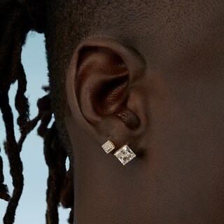 7mm Square-Cut Cubic Zirconia Stud Earrings in 10K Gold