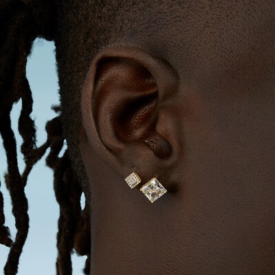 7mm Square-Cut Cubic Zirconia Stud Earrings in 10K Gold