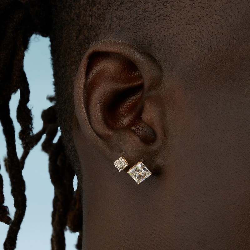 Main Image 2 of 7mm Square-Cut Cubic Zirconia Stud Earrings in 10K Gold