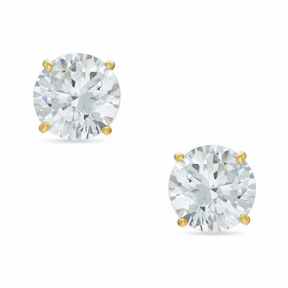 10K Solid Gold CZ Solitaire Studs | Banter