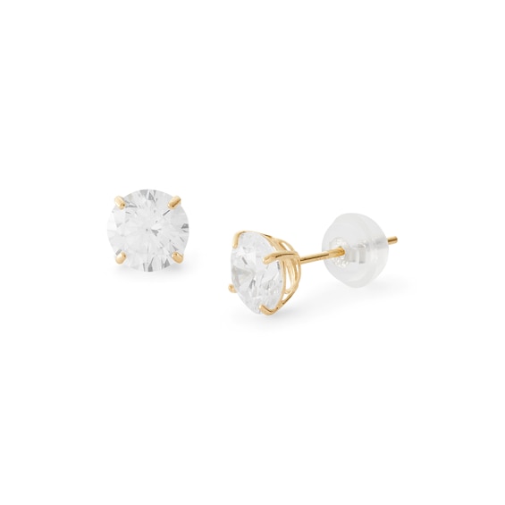 10K Solid Gold CZ Solitaire Studs