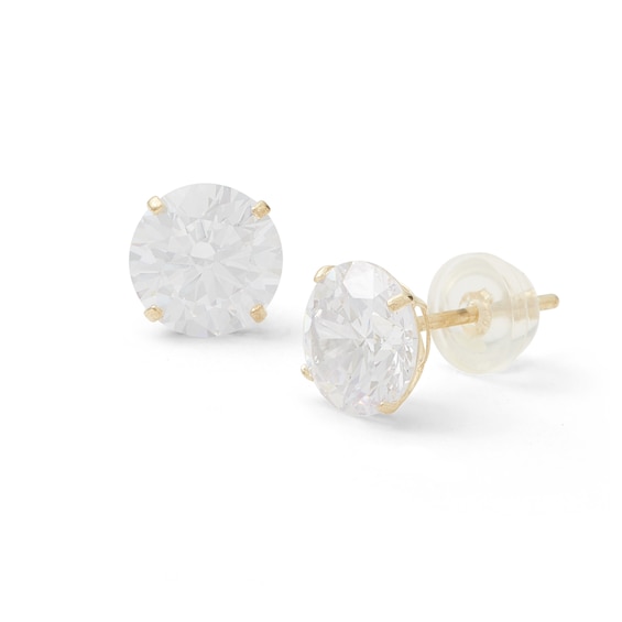 7mm Cubic Zirconia Stud Earrings in 10K Gold