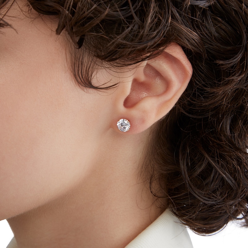 Main Image 3 of 7mm Cubic Zirconia Stud Earrings in 10K Gold
