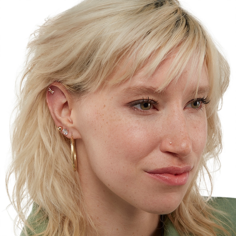 Main Image 4 of 7mm Cubic Zirconia Stud Earrings in 10K Gold