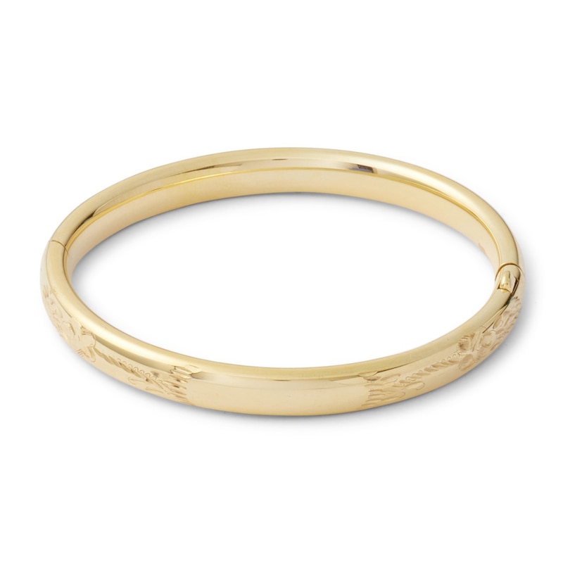 Child's 14K Gold Fill Engraved Flower ID Bangle - 4.5"