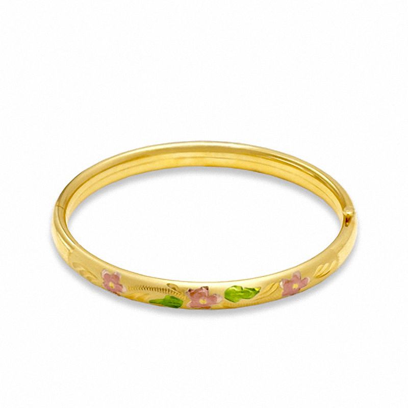 Child's 14K Tri-Tone Gold Fill Flower Bangle - 5.25"