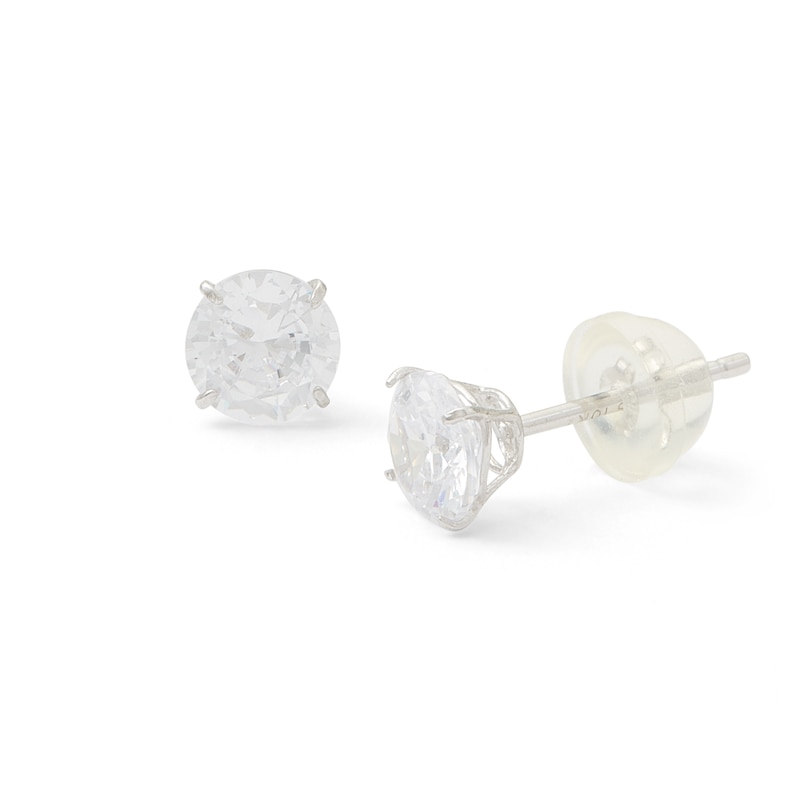 Main Image 1 of 5mm Cubic Zirconia Stud Earrings in 10K White Gold