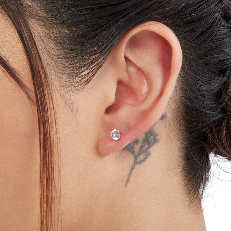 Main Image 3 of 5mm Cubic Zirconia Stud Earrings in 10K White Gold