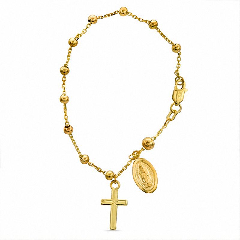 Child's 10K Gold Rosary Bracelet with Dangling Charms - 5.5"