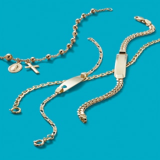 Child's 10K Gold Rosary Bracelet with Dangling Charms - 5.5"