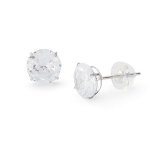 7mm Cubic Zirconia Stud Earrings in 10K White Gold