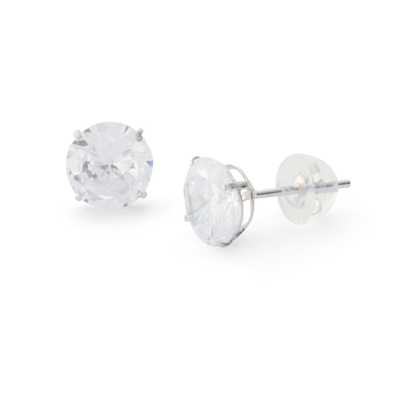 7mm Cubic Zirconia Stud Earrings in 10K White Gold