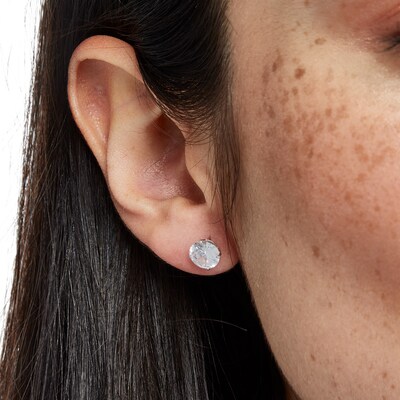 7mm Cubic Zirconia Stud Earrings in 10K White Gold
