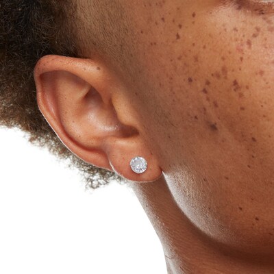 7mm Cubic Zirconia Stud Earrings in 10K White Gold