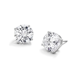 10K Solid White Gold 6mm CZ Solitaire Studs