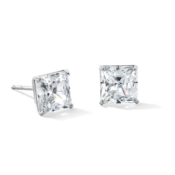 6mm Square-Cut Cubic Zirconia Stud Earrings in 10K White Gold