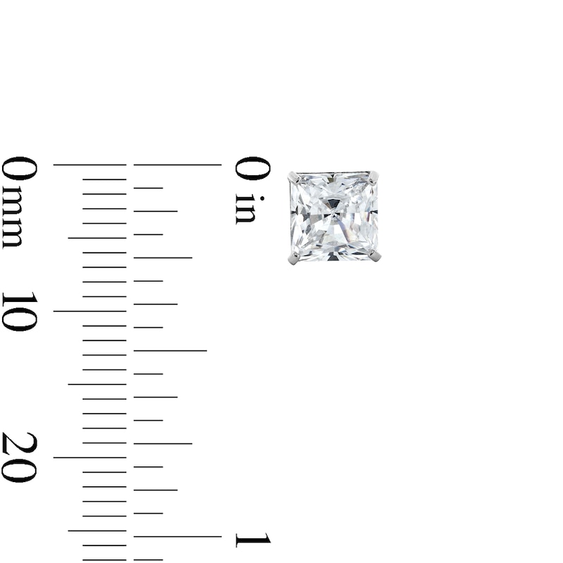 Main Image 3 of 6mm Square-Cut Cubic Zirconia Stud Earrings in 10K White Gold