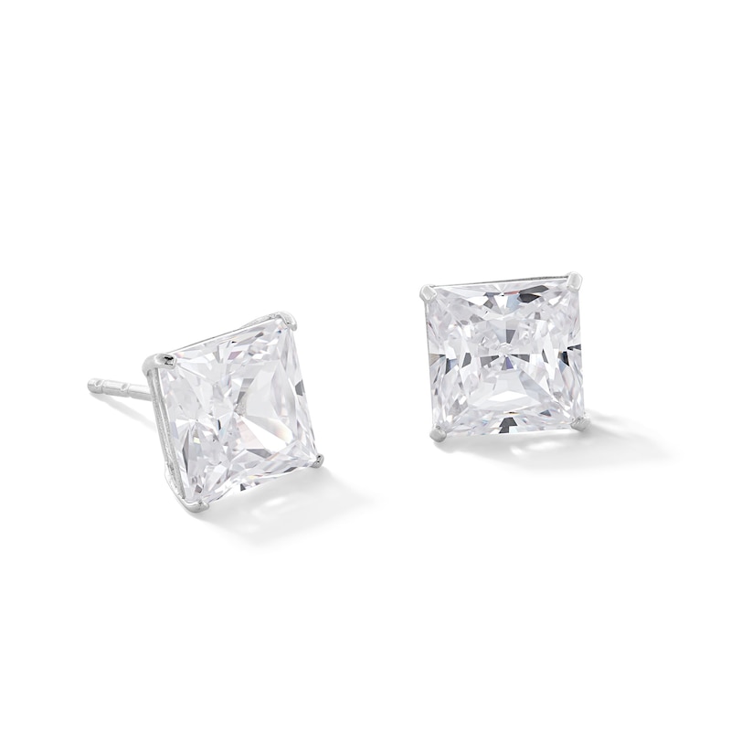 Main Image 1 of 7mm Square-Cut Cubic Zirconia Stud Earrings in 10K White Gold