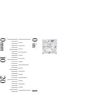 7mm Square-Cut Cubic Zirconia Stud Earrings in 10K White Gold