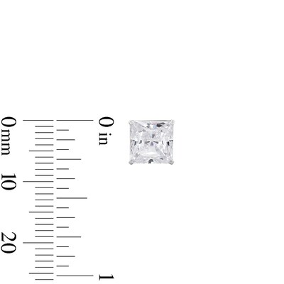 7mm Square-Cut Cubic Zirconia Stud Earrings in 10K White Gold