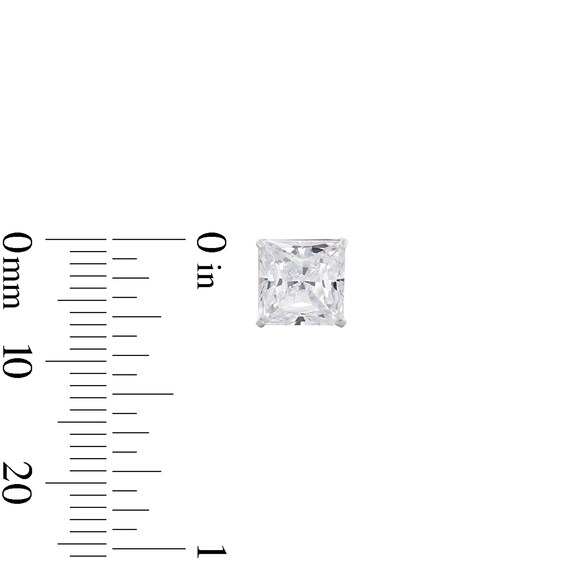 7mm Square-Cut Cubic Zirconia Stud Earrings in 10K White Gold