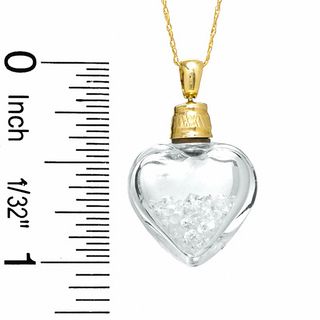 Cubic Zirconia Filled Heart Bottle Pendant in 10K Gold - 17"