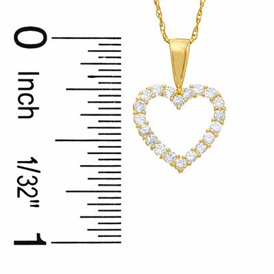 Cubic Zirconia Heart Pendant in 10K Gold - 17"