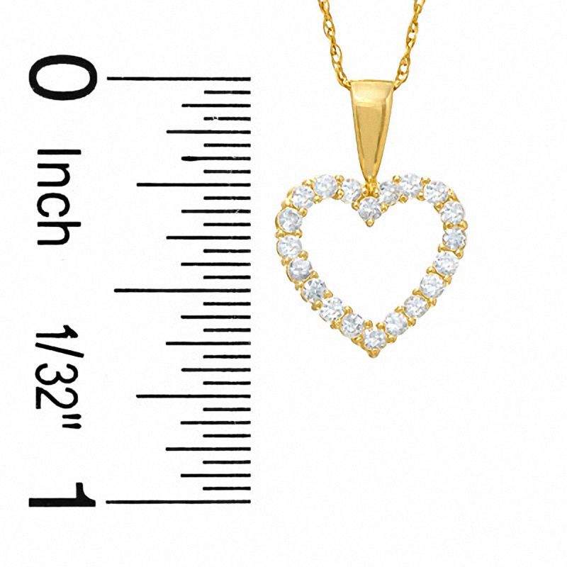 Cubic Zirconia Heart Pendant in 10K Gold - 17"