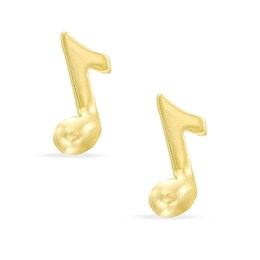 10K Gold Music Note Stud Earrings