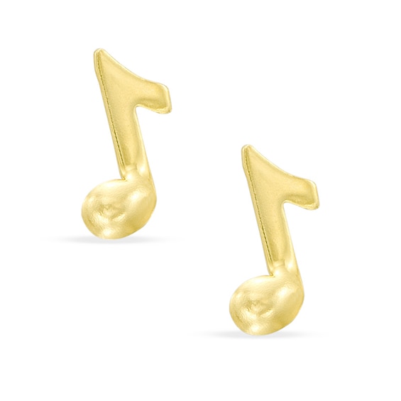 10K Gold Music Note Stud Earrings