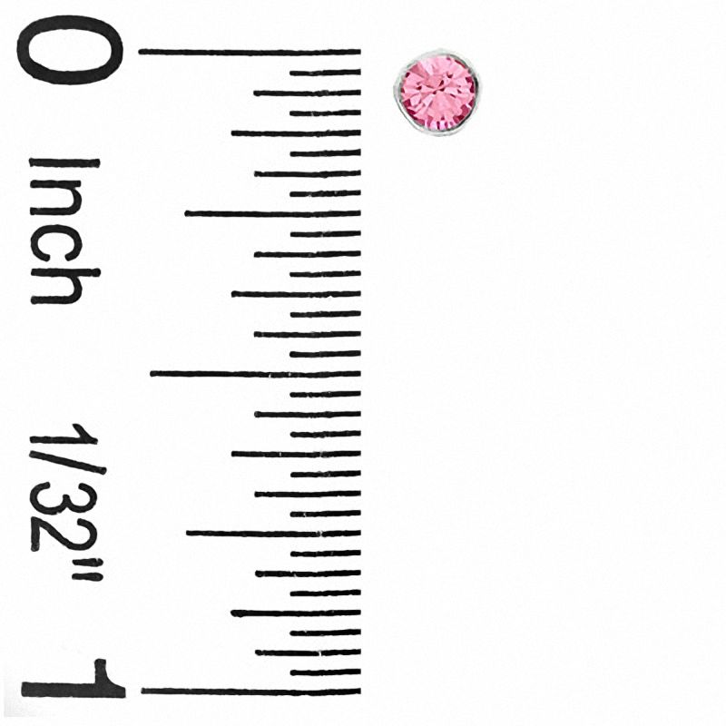 Main Image 2 of Child's 3mm Pink Cubic Zirconia Balls and Pink Enamel Heart Stud Earrings Set in Sterling Silver