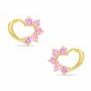 Child's Pink Cubic Zirconia Open Heart Stud Earrings in 10K Gold