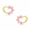 Thumbnail Image 0 of Child's Pink Cubic Zirconia Open Heart Stud Earrings in 10K Gold