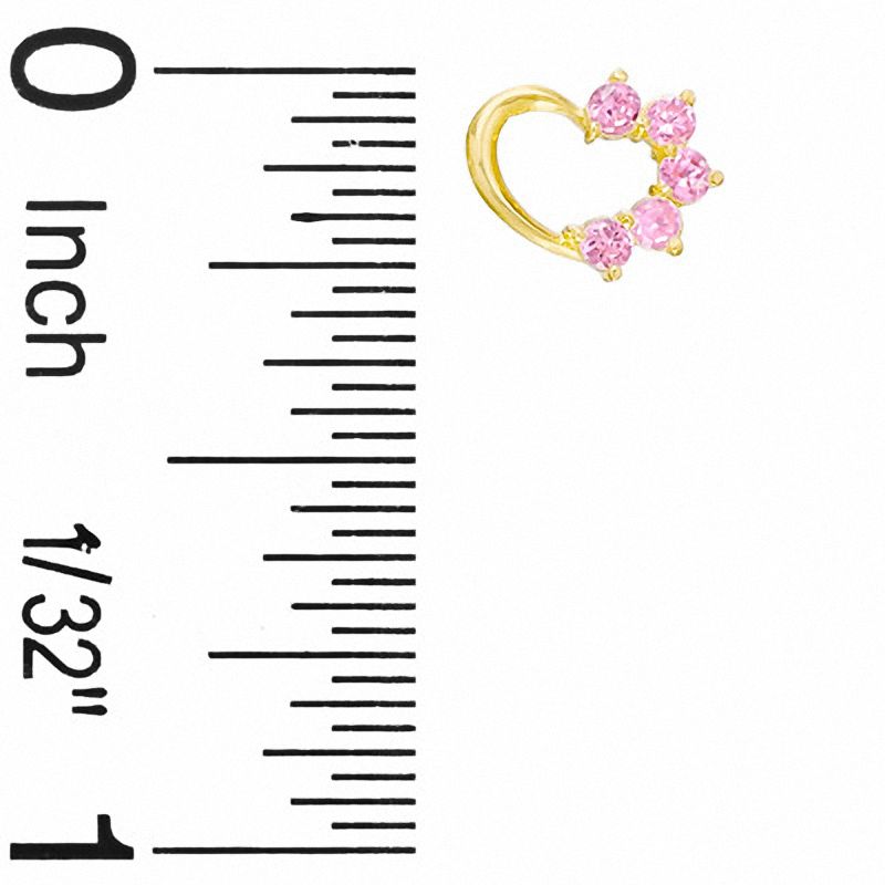 Child's Pink Cubic Zirconia Open Heart Stud Earrings in 10K Gold