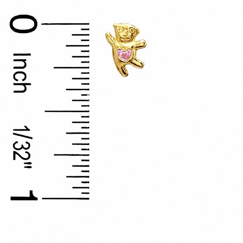 Child's Cubic Zirconia Dancing Bear Stud Earrings in 10K Gold