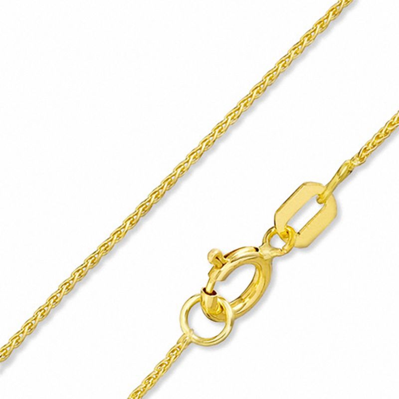 Main Image 1 of Child's 14K Gold 020 Gauge Diamond-Cut Round Wheat Chain Necklace - 13"