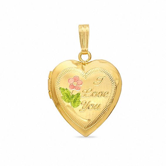 "I Love You" Heart Locket Charm in 14K Tri-Tone Gold Fill