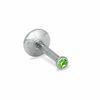 Thumbnail Image 1 of 016 Gauge Labret with Green Crystal in Stainless Steel