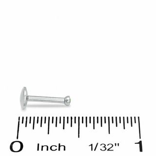 016 Gauge Labret with Green Crystal in Stainless Steel
