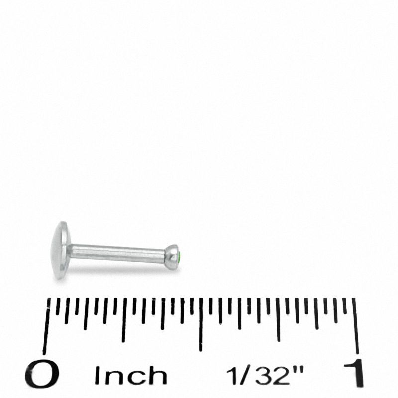 Main Image 2 of 016 Gauge Labret with Green Crystal in Stainless Steel