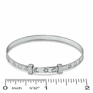 Child's Heart, Moon and Star Bangle in Sterling Silver