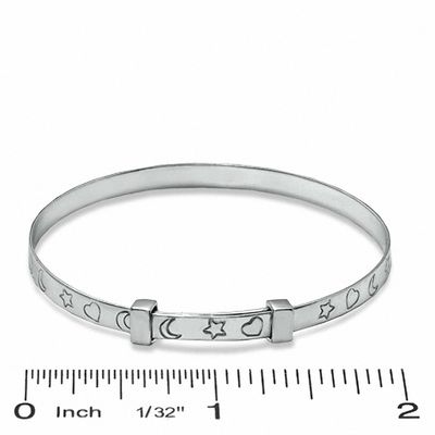 Child's Heart, Moon and Star Bangle in Sterling Silver
