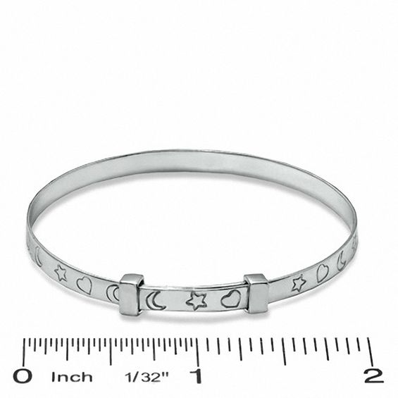 Child's Heart, Moon and Star Bangle in Sterling Silver