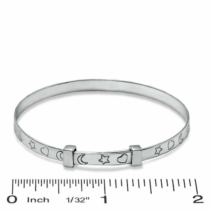 Main Image 2 of Child's Heart, Moon and Star Bangle in Sterling Silver